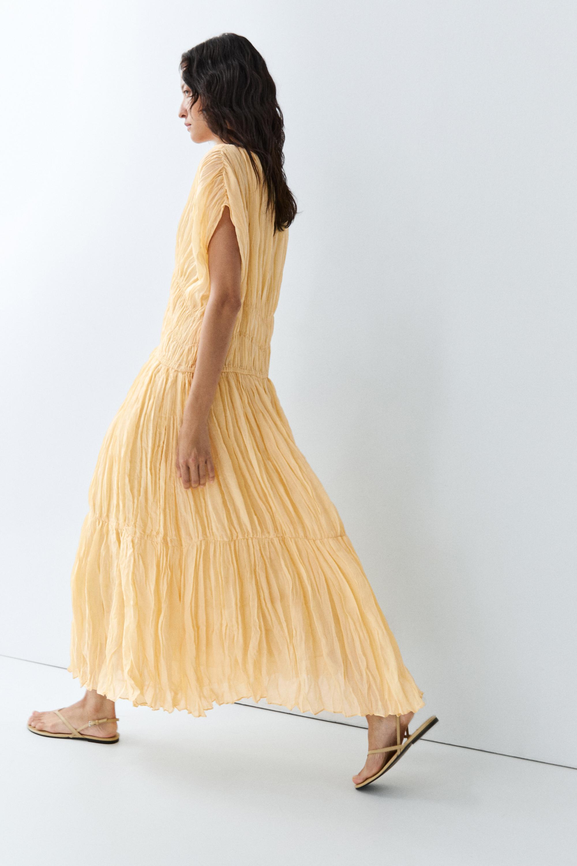 Flowing gathered midi dress